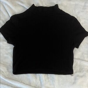 Classic Black Women's Turtleneck Crop Top